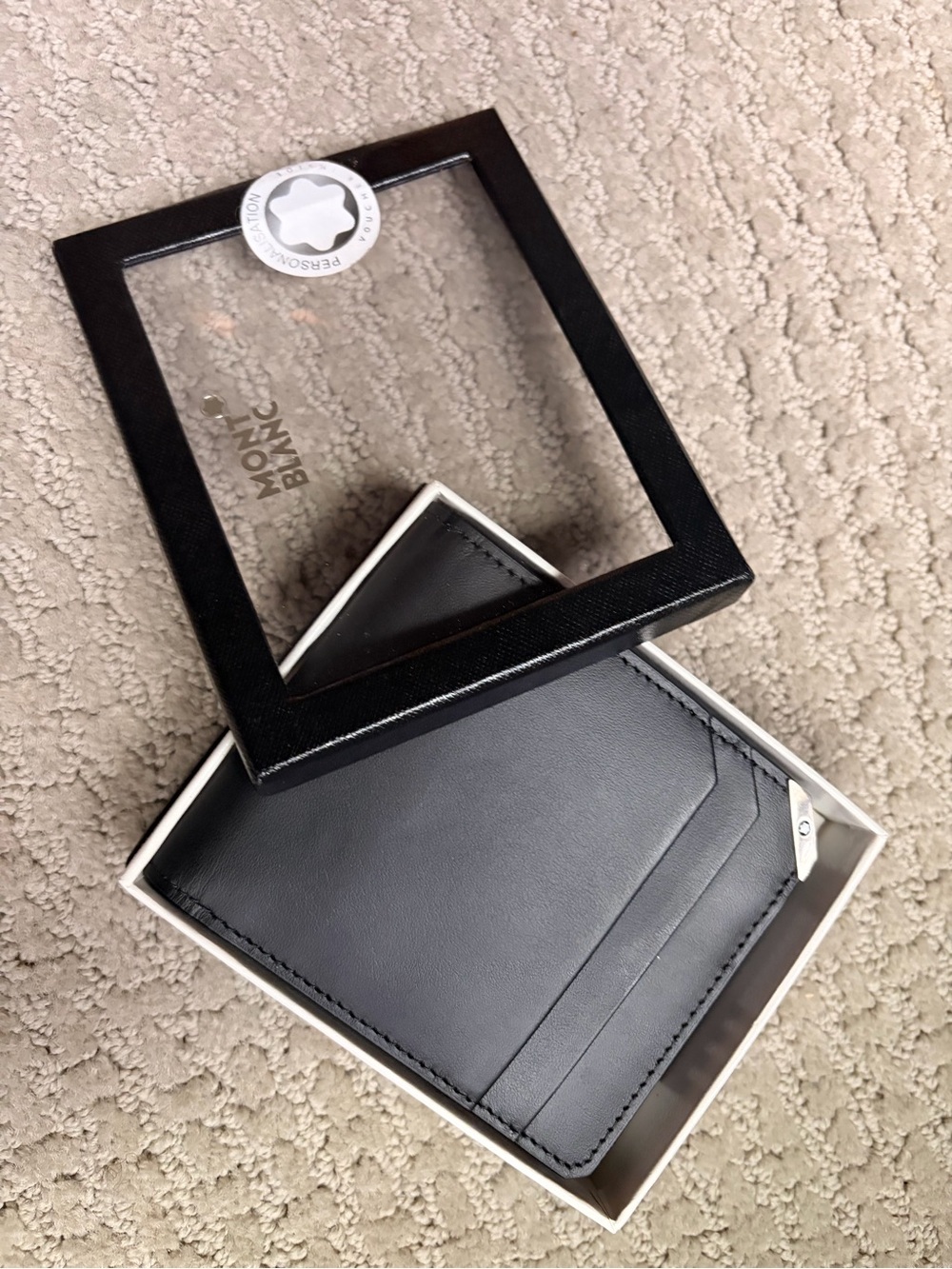 NWT Montblanc Black Leather Card Holder